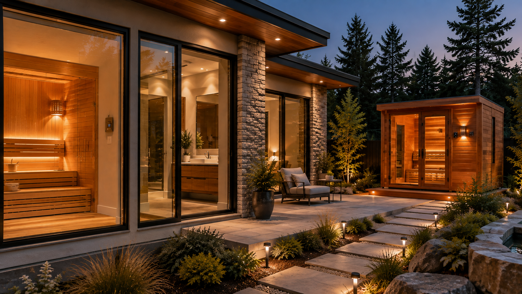 Indoor and outdoor sauna options for a residential property