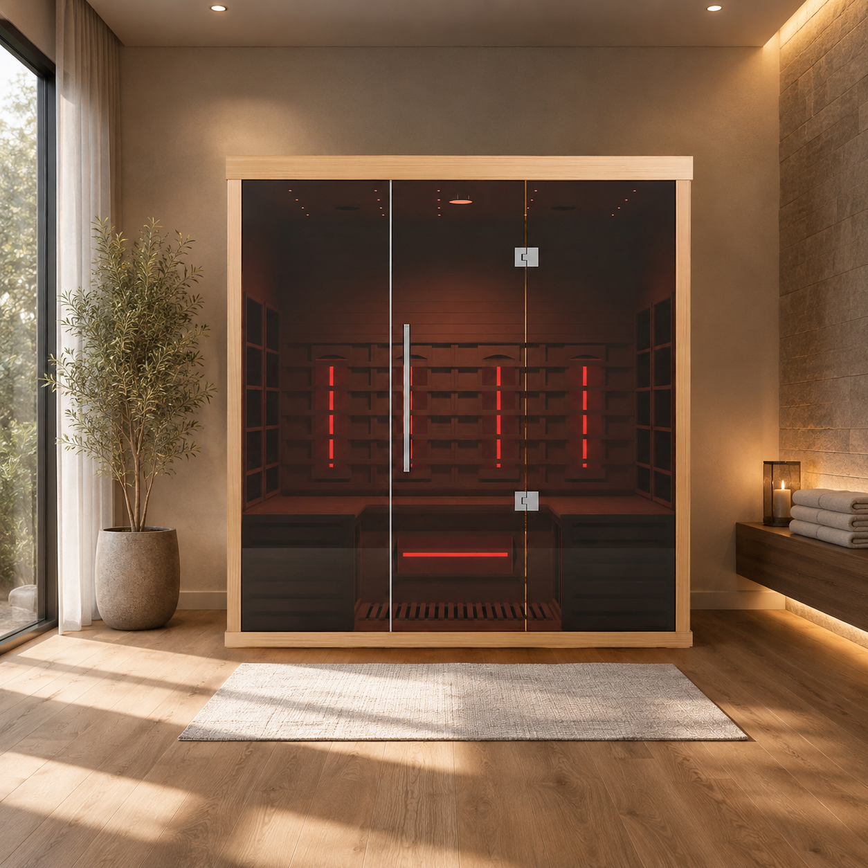 Home sauna interior illustrating residential sauna design